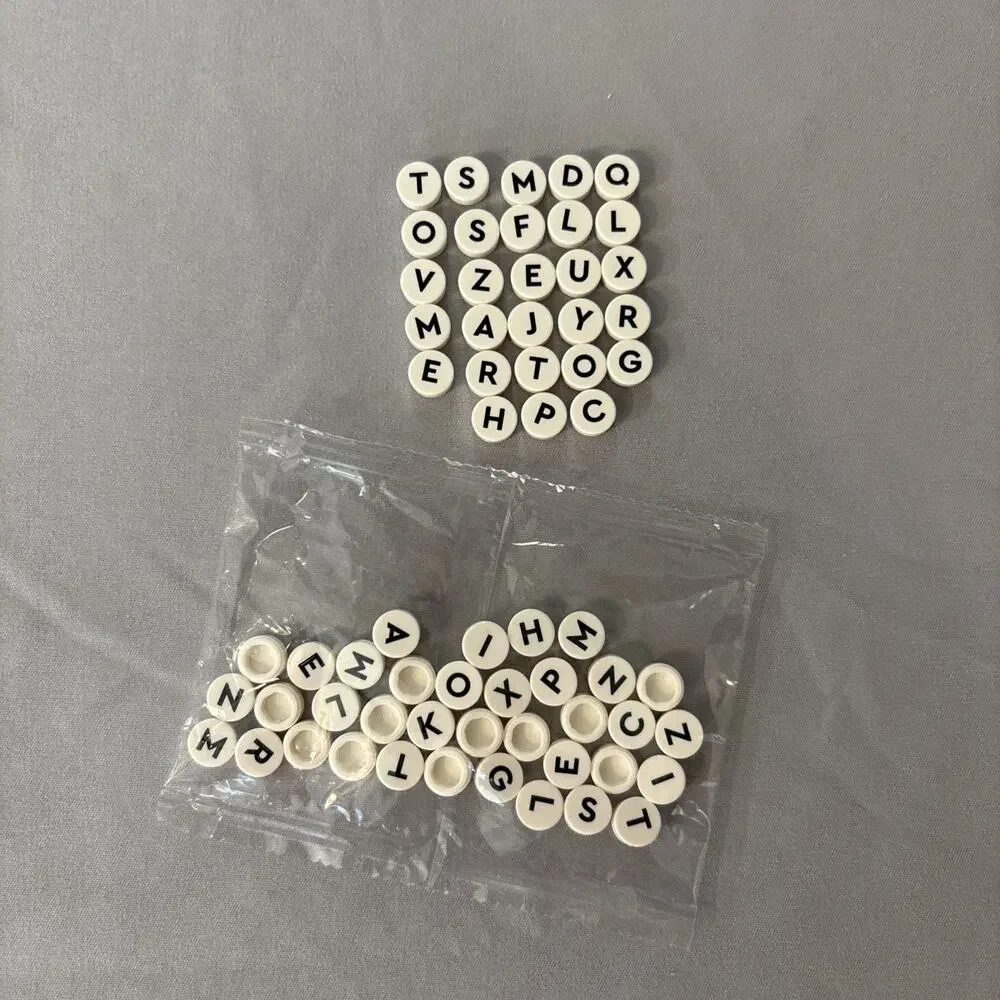 Lego Alphabet Letter Tiles White Round 1x1 Spell Names ABC's, Set of 64